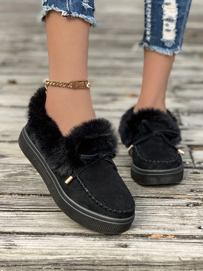 Cozy Fluffy Boots for Women - Soft Platform, Thermal Lining, Round Toe, Non-slip Sole, Warm and Comfortable Winter Boots with Soft Sole for Snowy Days - Perfect for Cold Weather