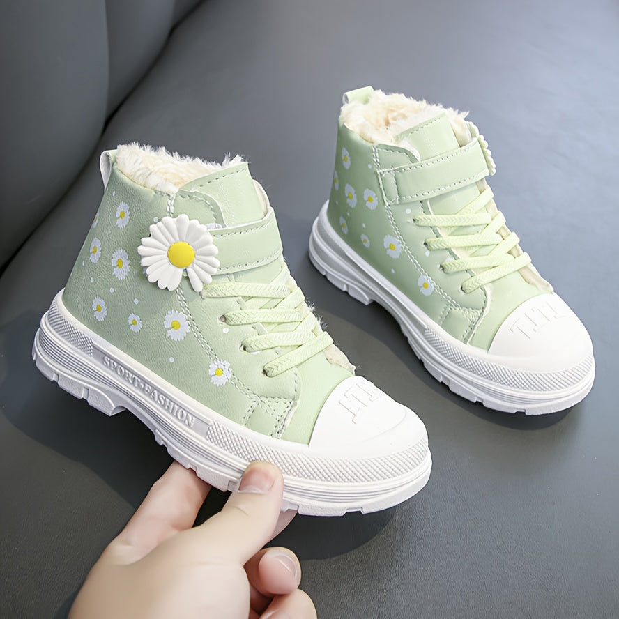 Cozy & Cute Girls' Winter Boots - Waterproof, Non-Slip, Warm Fleece Lining with Hook-and-loop Fastener Closure for Youngsters & Youngsters