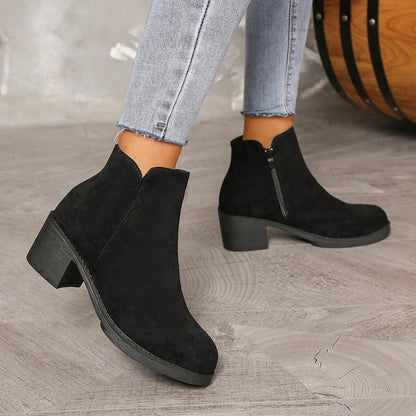 Women's Fashion Platform Ankle Boots with Zipper Closure, Comfortable And Warm Winter Boots for Women