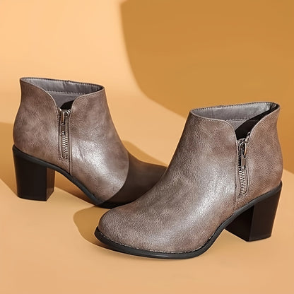 Stylish Wide Calf Ankle Boots for Women - Mid Heel, Extra Wide Fit, Comfortable Winter Boots with Soft Insoles and Durable Outsoles