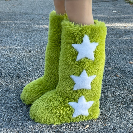 2024 Stylish Plush Women's Snow Boots - Fashion High Heel Winter Boots with Soft Faux Fur Lining and Anti-Slip Sole - Perfect for Cold Weather and Outdoor Activities