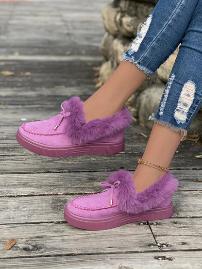 Cozy Fluffy Boots for Women - Soft Platform, Thermal Lining, Round Toe, Non-slip Sole, Warm and Comfortable Winter Boots with Soft Sole for Snowy Days - Perfect for Cold Weather