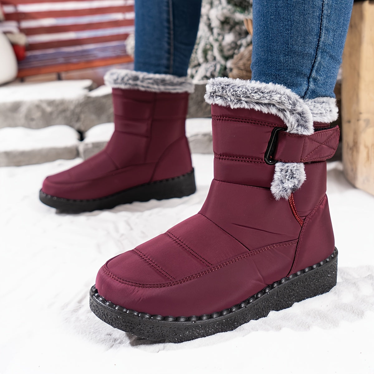 Cozy Mid Calf Snow Boots for Women - Soft Plush Lined, Comfortable, Warm, and Water-Resistant Winter Boots with Anti-Slip Sole and Easy Pull-On Design - Perfect for Casual Outdoor Activities