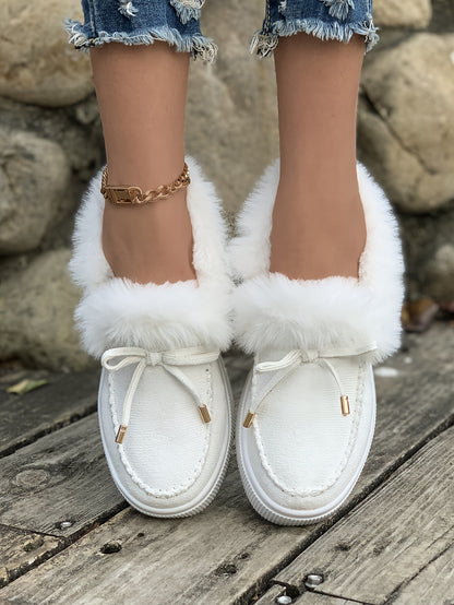 Cozy Fluffy Boots for Women - Soft Platform, Thermal Lining, Round Toe, Non-slip Sole, Warm and Comfortable Winter Boots with Soft Sole for Snowy Days - Perfect for Cold Weather