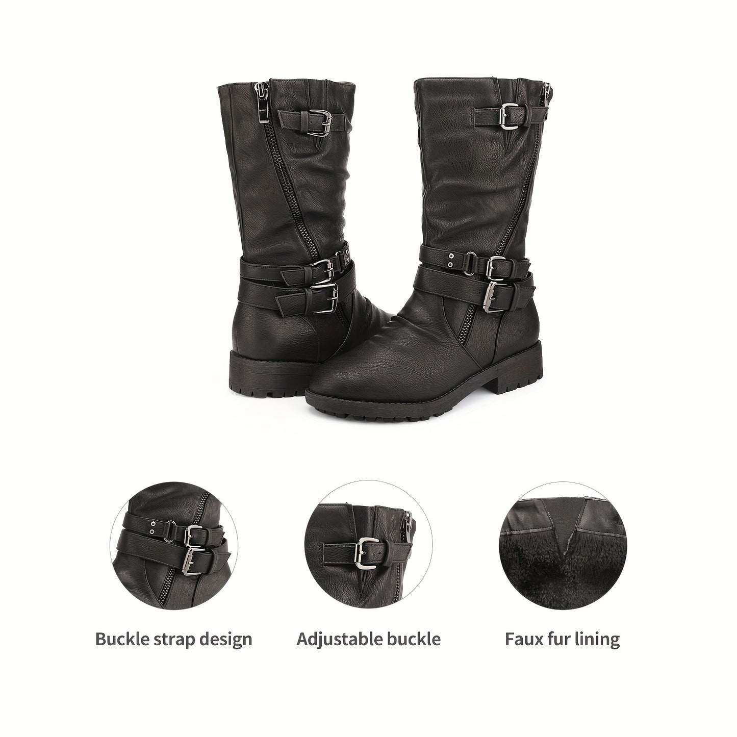 DREAM PAIRS KIDS Girls Fashion Comfortable Buckle Zipper Knee High Winter Boots