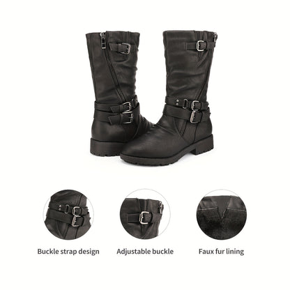 DREAM PAIRS KIDS Girls Fashion Comfortable Buckle Zipper Knee High Winter Boots