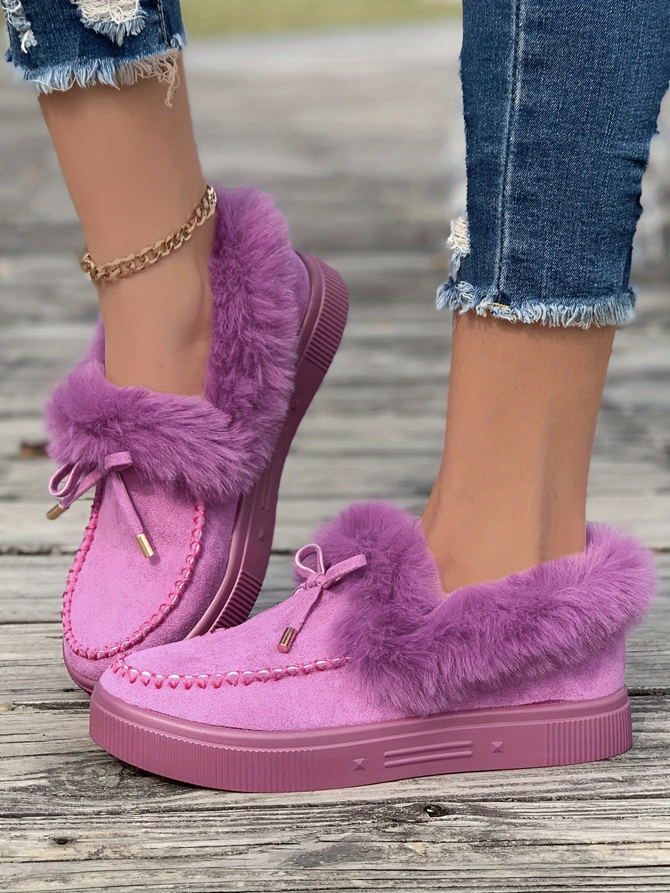 Cozy Fluffy Boots for Women - Soft Platform, Thermal Lining, Round Toe, Non-slip Sole, Warm and Comfortable Winter Boots with Soft Sole for Snowy Days - Perfect for Cold Weather