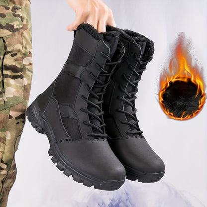 Men's High-Top Fleece-Lined Winter Boots - Breathable, Warm Casual Running Shoes for Outdoor & Hiking, Hiking Gear