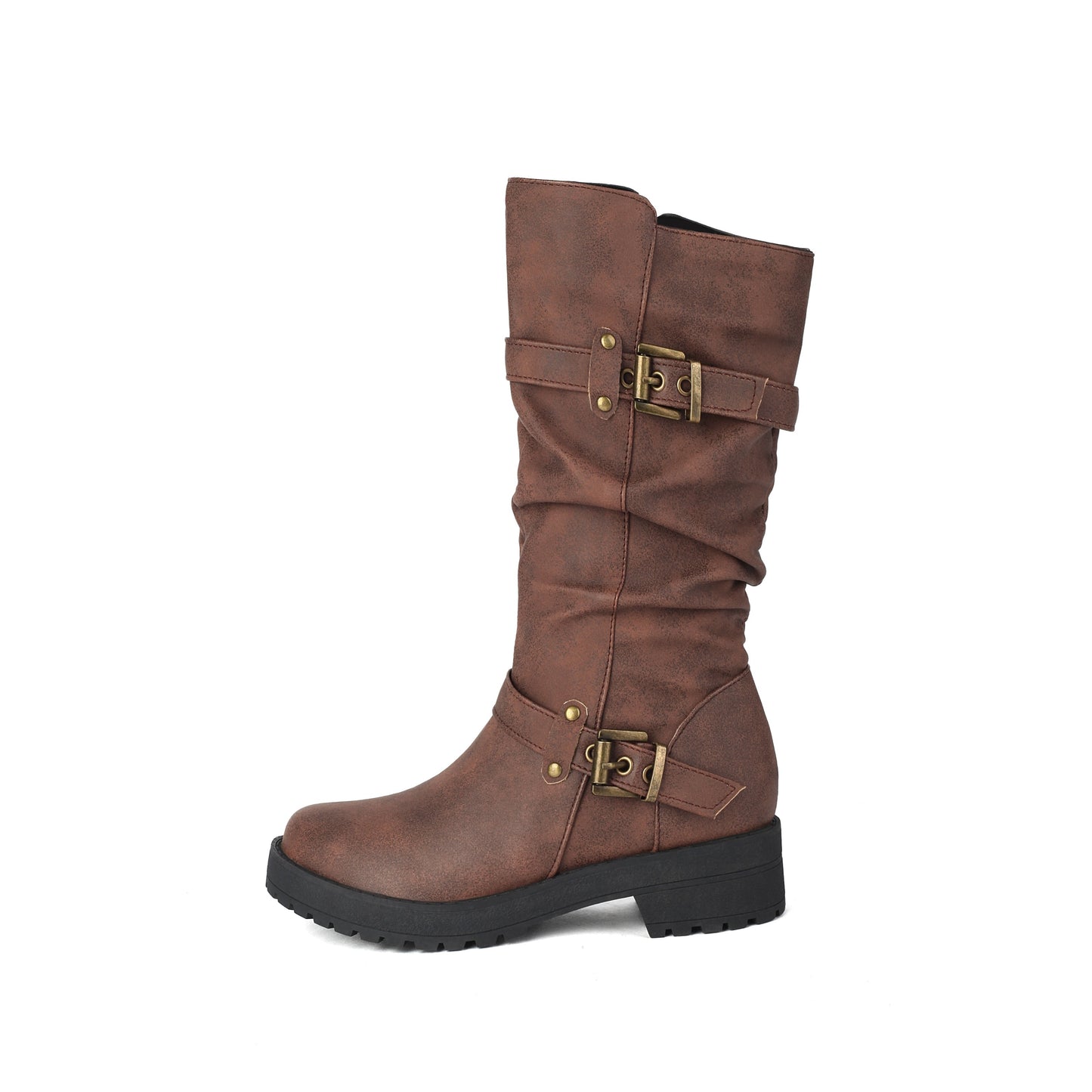 Stylish Retro Mid-Calf Boots - Women's Faux Suede, Fleece Lined, Low Heel, Zipper Closure Winter Boots for Cold Weather - Perfect for Casual Outings