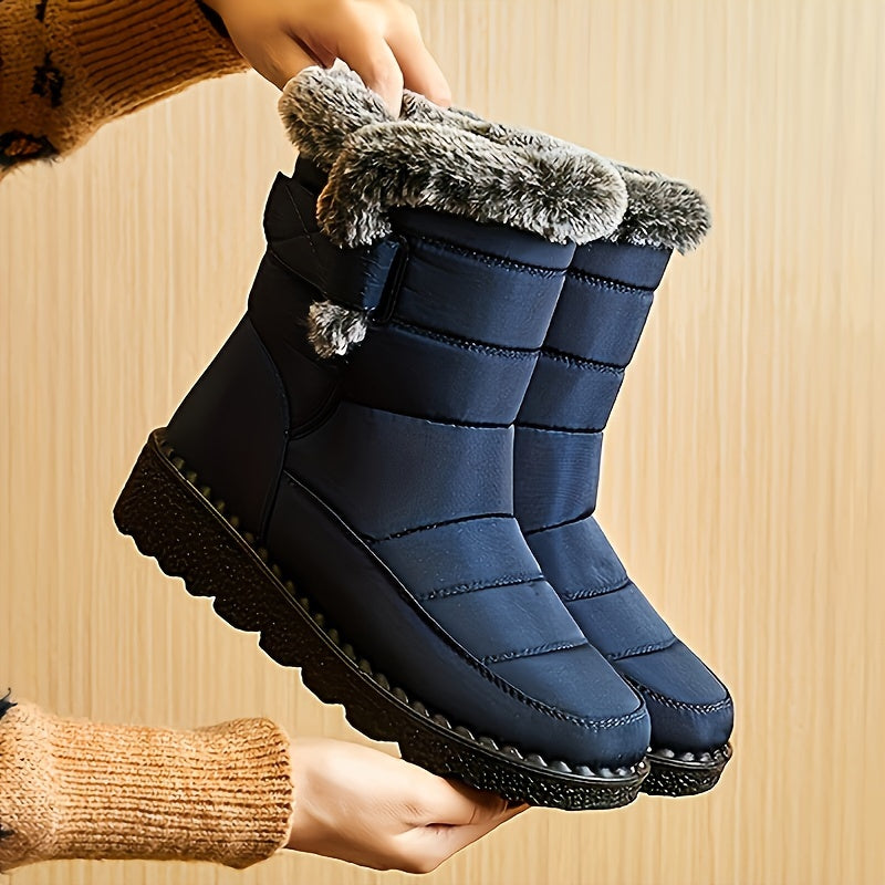 Cozy Mid Calf Snow Boots for Women - Soft Plush Lined, Comfortable, Warm, and Water-Resistant Winter Boots with Anti-Slip Sole and Easy Pull-On Design - Perfect for Casual Outdoor Activities