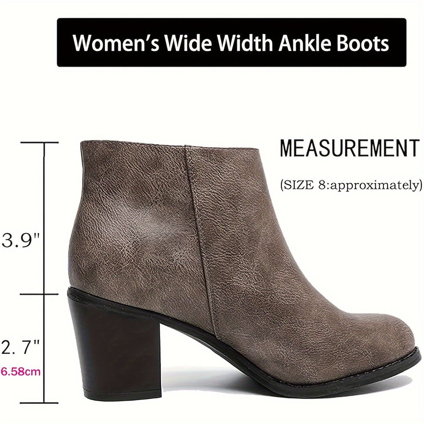 Stylish Wide Calf Ankle Boots for Women - Mid Heel, Extra Wide Fit, Comfortable Winter Boots with Soft Insoles and Durable Outsoles