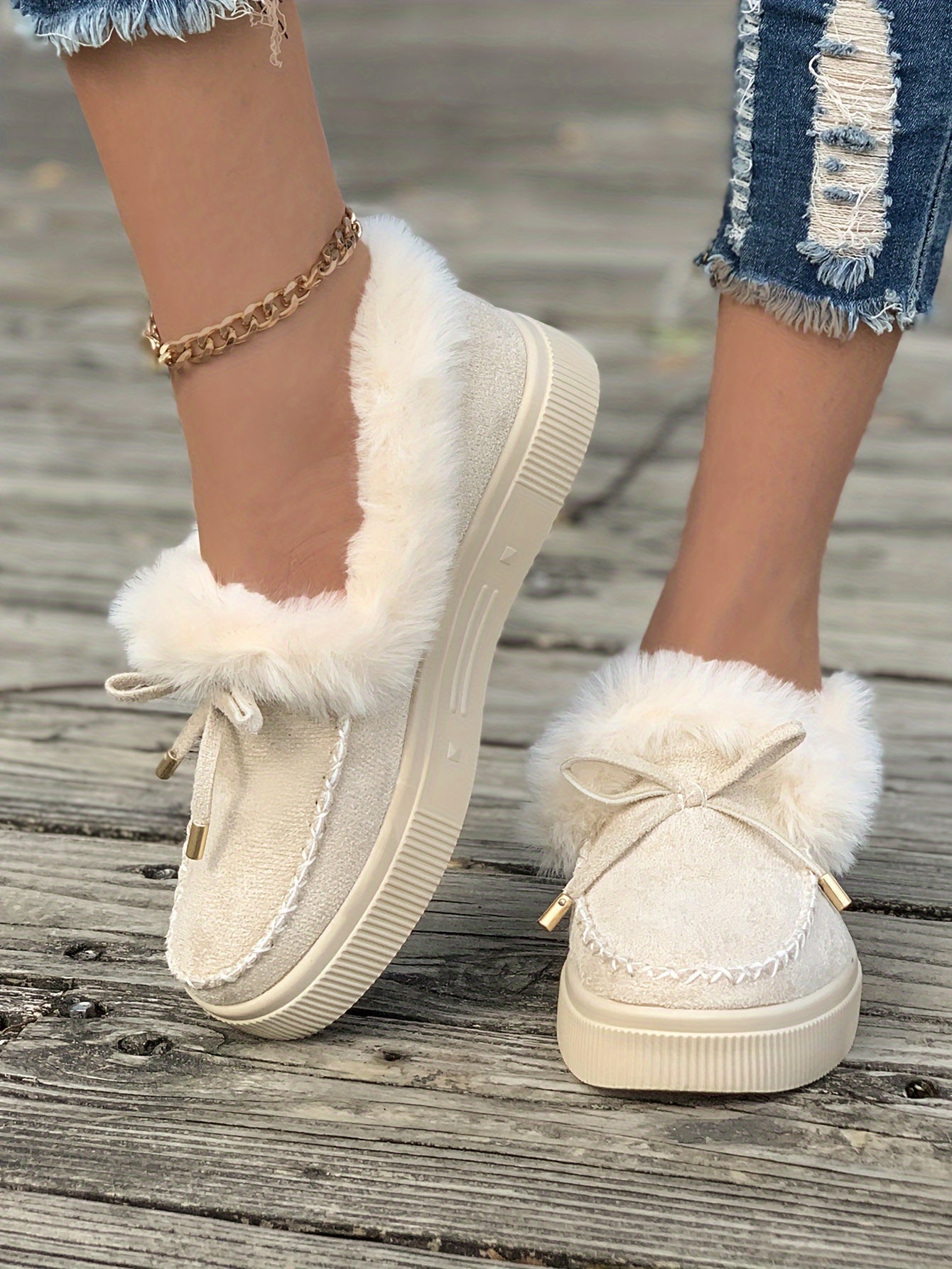 Cozy Fluffy Boots for Women - Soft Platform, Thermal Lining, Round Toe, Non-slip Sole, Warm and Comfortable Winter Boots with Soft Sole for Snowy Days - Perfect for Cold Weather