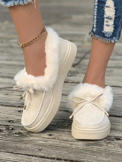 Cozy Fluffy Boots for Women - Soft Platform, Thermal Lining, Round Toe, Non-slip Sole, Warm and Comfortable Winter Boots with Soft Sole for Snowy Days - Perfect for Cold Weather