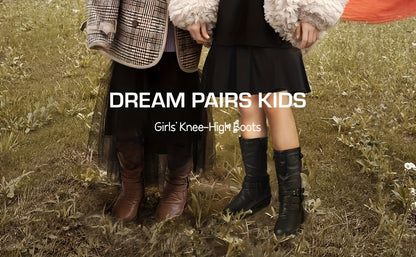 DREAM PAIRS KIDS Girls Fashion Comfortable Buckle Zipper Knee High Winter Boots
