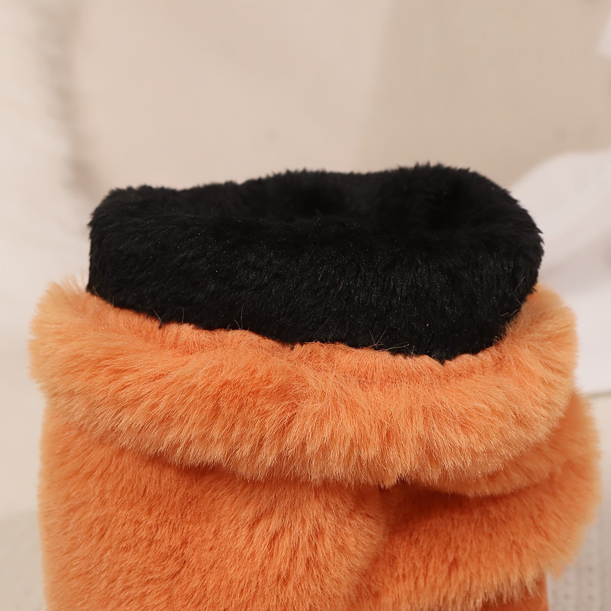 Women'S Plush Winter Boots - Soft Warm Slip-On Mid-Heel Round Toe with Plush & TPR Sole, All-Season Cozy BrownRedOrange - Slip-Resistant, Winter Boots, Seasonal Footwear, Comfortable Footwear