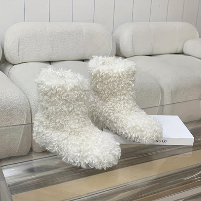 Women's Solid Color Snow Boots, Fashion Slip On Winter Boots, Women's Comfortable Boots